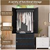 Nasitip Armoire Wardrobe Closet, 69.5" Wooden Wardrobe Cabinet with 3 Drawers, Hanging Rod, 2 Louvered Doors Clothing Storage Cabinet for Bedroom - 2 of 4