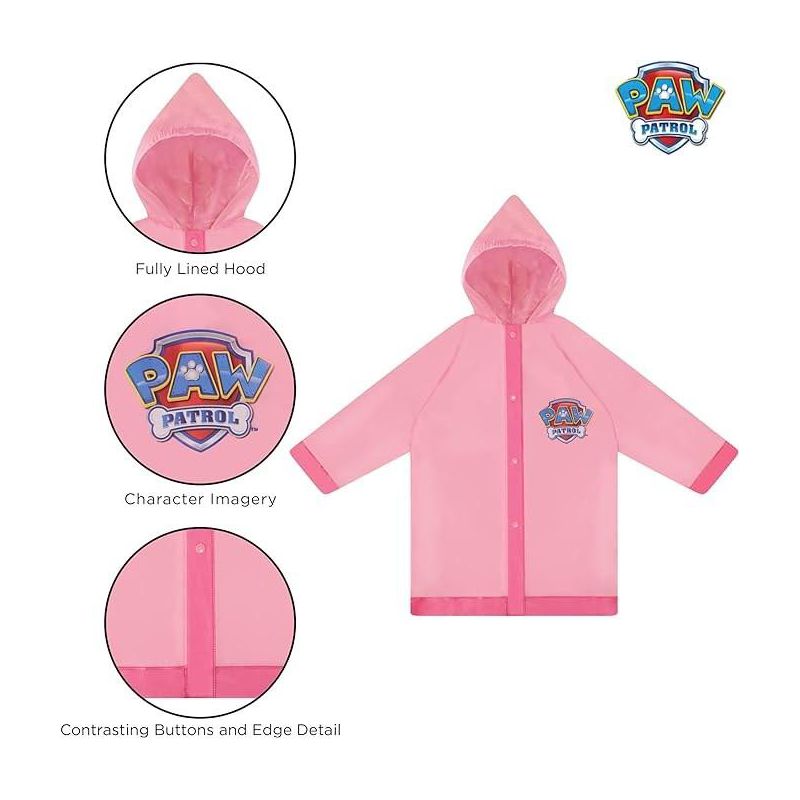 Paw Patrol Girl’s Raincoat and Umbrella Set, Kids Ages 2-7 (Light Pink), 5 of 9