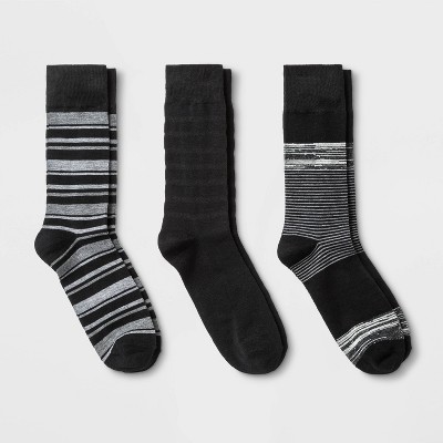 Men's Striped 3pk Holiday Crew Socks - Goodfellow & Co™ Black 6-12 ...