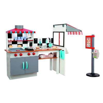 Photo 1 of Little Tikes Drive Thru Diner Wooden Pretend Play Kitchen Toy 40pc Accessories for 2 Sided Play