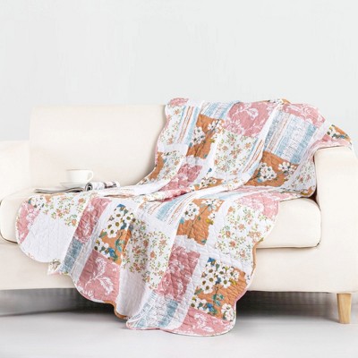 Everly Multicolor Cotton Quilted Reversible Throw Blanket 50x60 inch