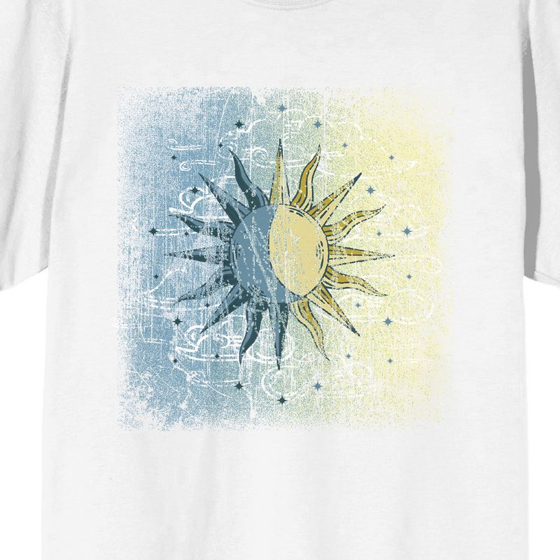 Celestial Tropics Blue And Yellow Sun Men's White T-Shirt, 2 of 4