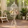 Vintage Birdcage Flower Basket with Stand - Rustic Metal Decorative Planter for Indoor & Outdoor Use - 3 of 4