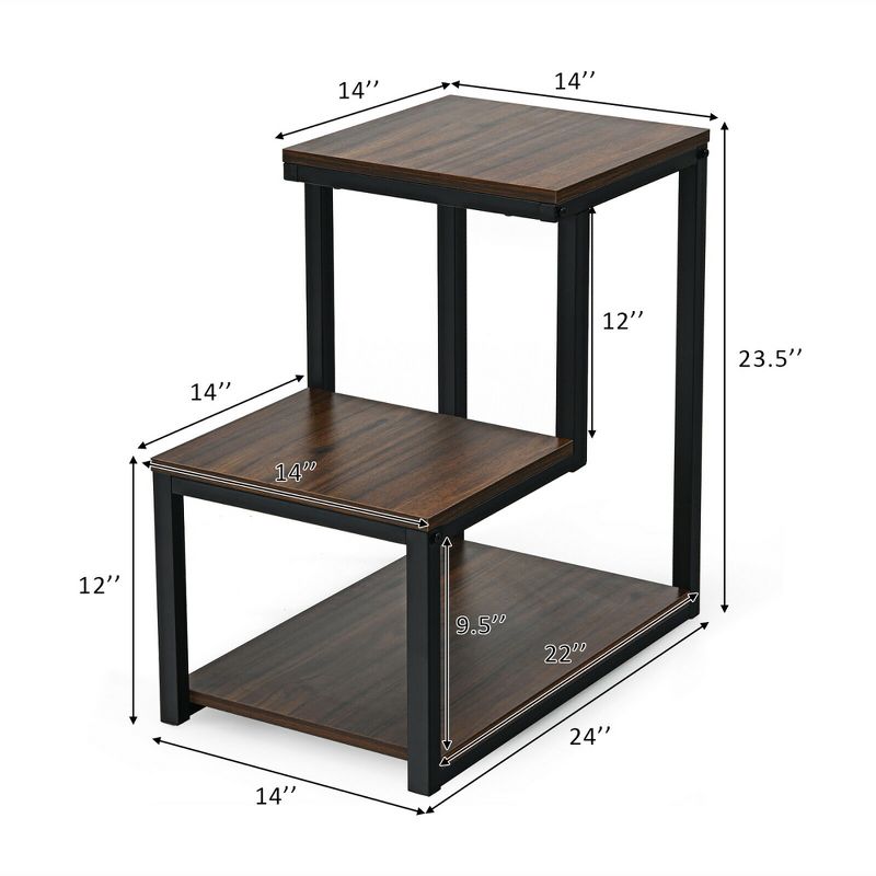 Costway 3-Tier End Table Side Table Night Stand W/ Storage Shelf for Living Room, 2 of 10