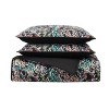 Badgley Mischka 3pc Full/Queen Home Cassat Floral Duvet Set Black: Cotton Sateen, Piping Trim, Tie & Button Closure - 3 of 4