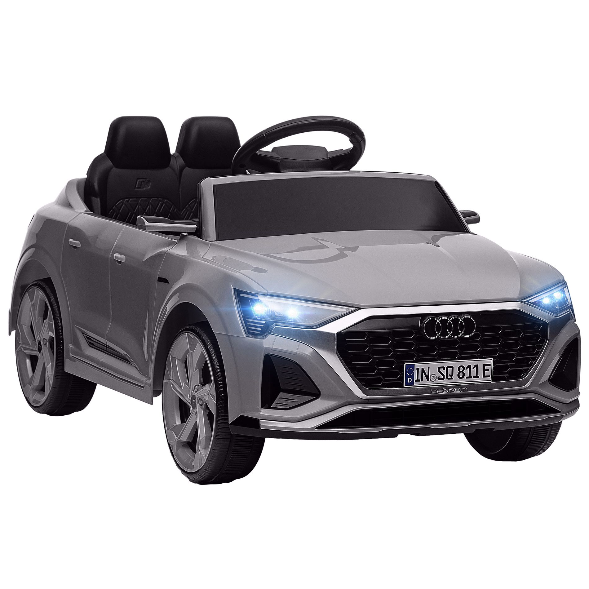 Qaba Audi Q8 e-tron Sportback Licensed 12V Kids Ride on Car, Battery Powered Kids Electric Car w/ Remote, 4 Spring Suspension Wheels, Gray