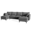 XIZZI 4-Piece Chenille Sofa Set with Large Chaise & Ottoman - Modern Sectional Sofa in White/Beige/Gray/Black, with Round/Square/Sloped Armrest - 3 of 4