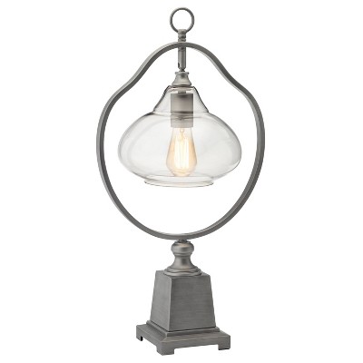 25.25" Belle Glass Contemporary Pewter Table Lamp (Includes Light Bulb) Silver - River of Goods