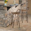 Coolbibila 30" Patio Height Bar Stools Set of 2,Outdoor Industrial Wood Bar Stool,Low Back Garden Barstools with Footrest and Acacia Slat Seat - 2 of 4