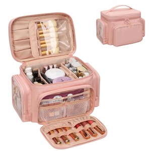 Portable Travel Makeup Bag Organizer With Makeup Brush Compartment and Two Side Pockets - 1 of 4