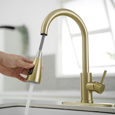 Brushed Gold Single Handle Pull Down Kitchen Faucet