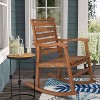 Carey Modern Slat-Back Acacia Wood Patio Outdoor Rocking Chair - JONATHAN Y - 2 of 4
