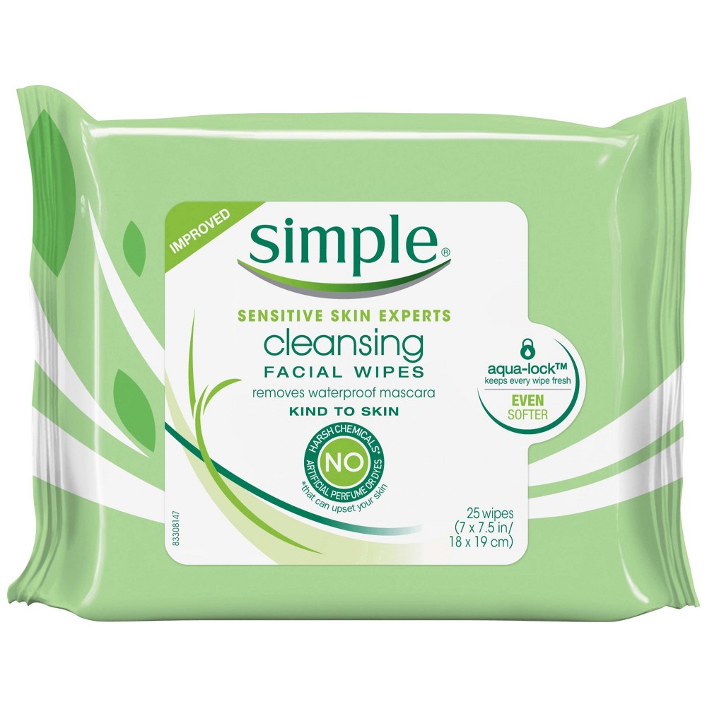 Simple Kind to Skin Facial Wipes Cleansing, 25 Wipes 6 pack 