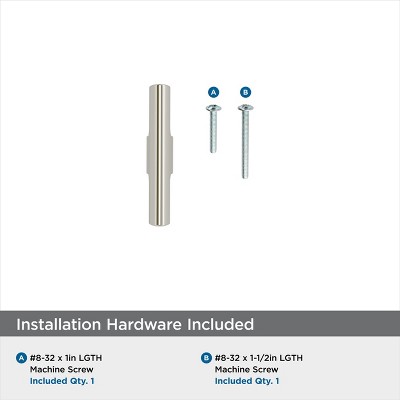 Polished Nickel T-Handle Cabinet Knob with Mounting Hardware