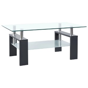 vidaXL Coffee Table Gray and Transparent 37.4 in.x21.7 in.x15.7 in. Tempered Glass - 1 of 4