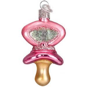 Old World Christmas Blown Glass Ornament for Christmas Tree, Pink Pacifier - 1 of 4