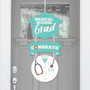 Big Dot of Happiness Medical School Grad - Hanging Porch Doctor Graduation Party Outdoor Decorations - Front Door Decor - 3 Piece Sign - 1 of 4