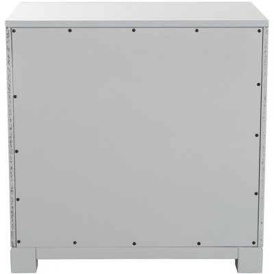 Raina Transitional Greek Key 3-Drawer Nightstand in Grey