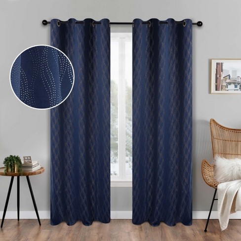 Navy blue on sale blackout curtains