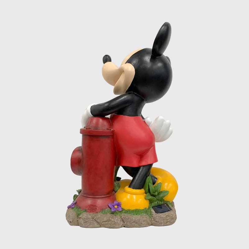 Disney 22&#34; Mickey Mouse with A Fire Hydrant Solar Resin/Stone Statue, 4 of 6