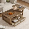 ALEXOUN Modern Wooden Coffee Table with Storage Shelf & Rattan Drawer, Easy-to-Use Space-Saving Design for Living Room & Small Spaces - 4 of 4