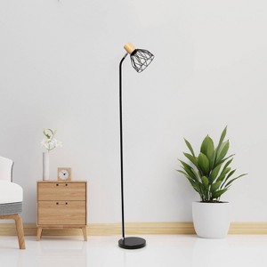 Simple Designs 55.91" Industrial Farmhouse Fusion Adjustable Cage Wire Accent Floor Lamp - 1 of 4