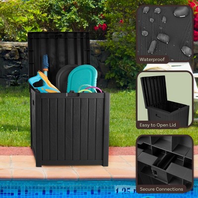 Black 50 Gallon Lockable Plastic Deck Storage Box