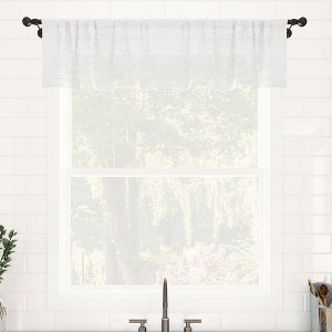 14"x52" Textured Slub Striped Anti-Dust Linen Blend Sheer Cafe Window Valance - Clean Window - 1 of 3