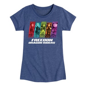 Girls' - How to Train Your Dragon - Freedom Riders Fitted Short Sleeve Graphic T-Shirt - 1 of 4