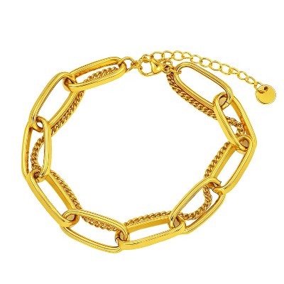 Gold Titanium Steel Chunky Link Classic Women's Bracelet