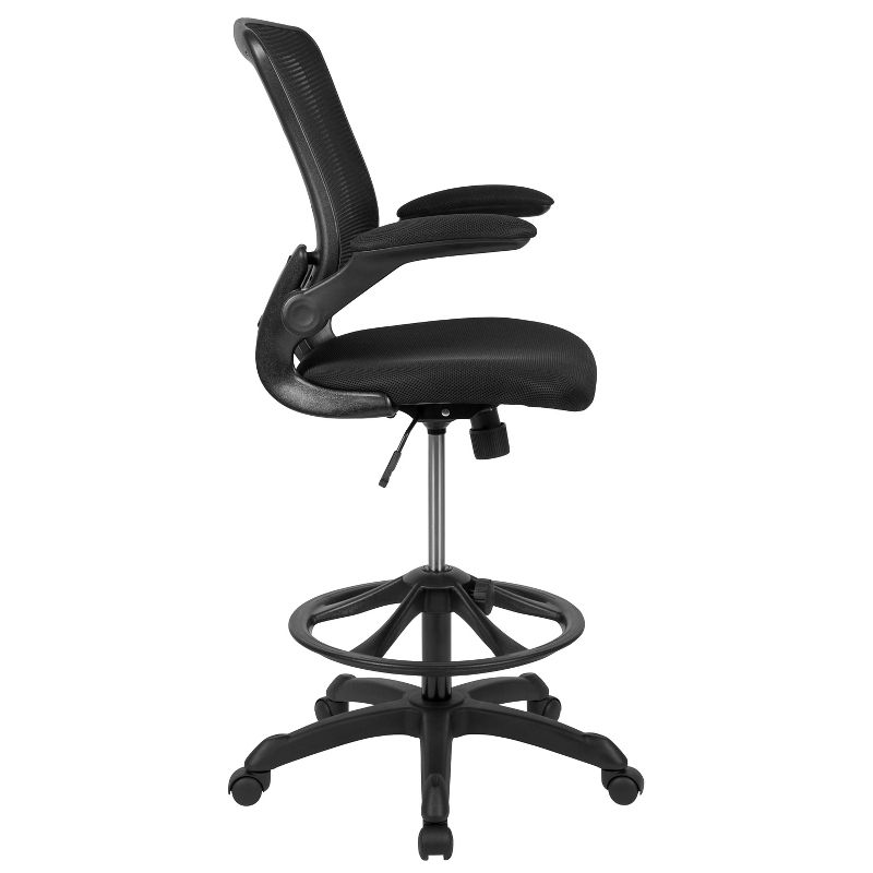 Flash Furniture Mid-Back Mesh Ergonomic Drafting Chair with Adjustable Foot Ring and Flip-Up Arms, 5 of 17