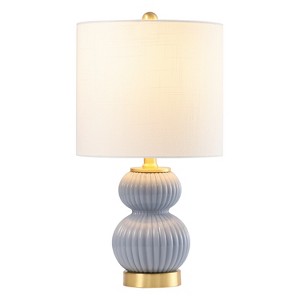 JONATHAN Y Daphne Contemporary Transitional Metal/Glass Ribbed Gourd LED Table Lamp - 1 of 4