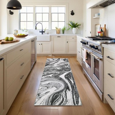 2x6 Abstract Machine Washable Runner Rug For Kitchen Stain Resistant Throw Carpet With Non-Slip Backing Low Pile Floor Cover For Hallway Entryway