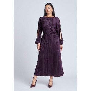 ELOQUII Women's Plus Size Plisse Open Sleeve Dress - 1 of 3