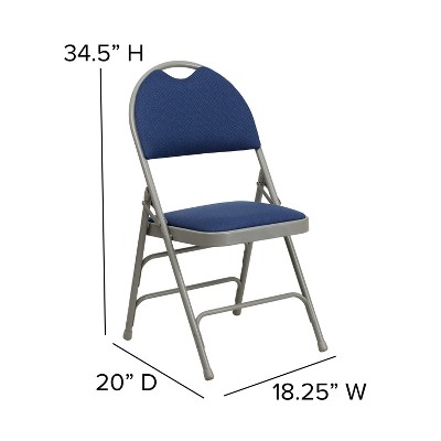 Executive Navy Fabric Armless Metal Folding Chair Set of 4