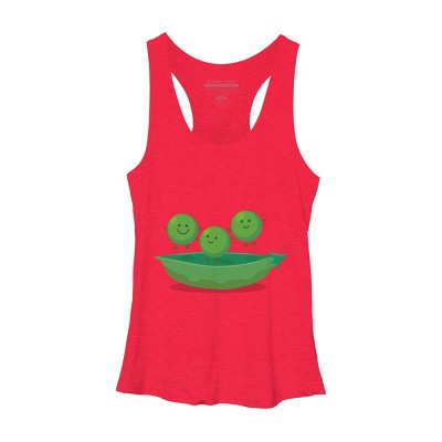 Women's Design By Humans Cute jumping peas in pod cartoon illustration By thefrogfactory Racerback Tank Top