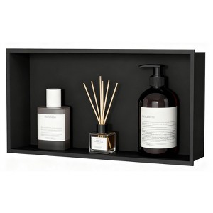 Stainless Steel Shower Niche, 24"X12" Recessed Wall Niche, Matte Black No Tile Needed Shower for Bathroom Storage - 1 of 4