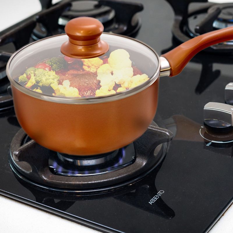 Better Chef 1.5 Qt. Copper Colored Ceramic Coated Saucepan with glass lid, 5 of 7