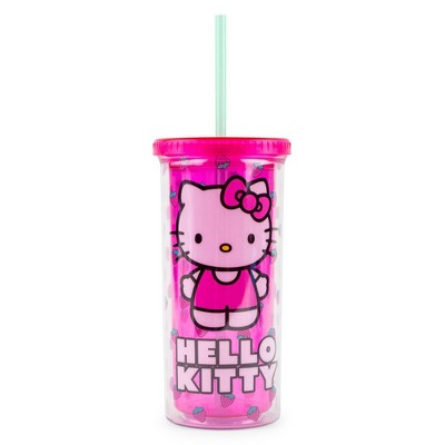 Silver Buffalo Sanrio Hello Kitty Face Carnival Cup With Lid and Topper  Straw | Holds 24 Ounces