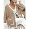 Women's Plus Size Cardigan Sweater Long Sleeve Knit Open Front Cover Up Casual Tops with Side Pockets - 4 of 4