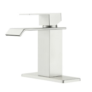 CASAINC Single Handle Single Hole Bathroom Vanity Sink Waterfall Spout Bathroom Faucet in Brushed Gold - 1 of 1
