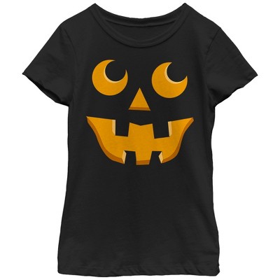 Girl's Lost Gods Halloween Jack-o'-lantern Toothy Grin T-shirt - Black ...