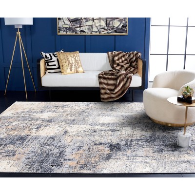 Elysian Grey & Gold Hand-Knotted Round Synthetic Area Rug, 93 in