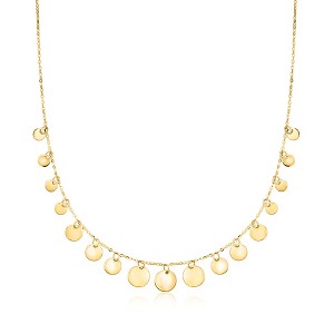 Ross-Simons Italian 10kt Yellow Gold Graduated Disc Drop Necklace - 1 of 3