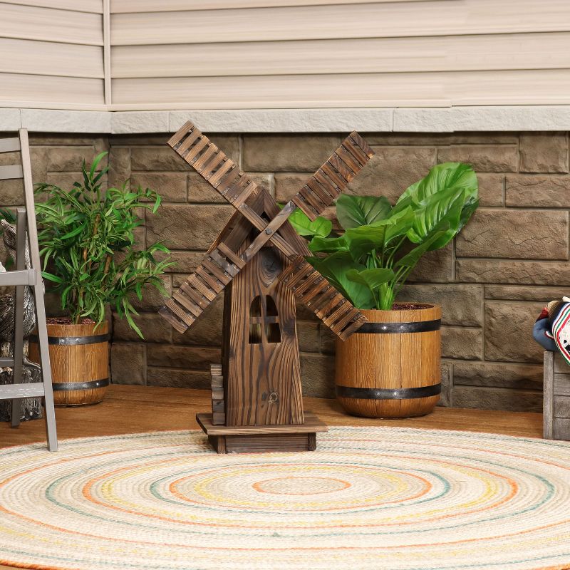 Sunnydaze Outdoor Wooden Dutch-Inspired Rustic Windmill Lawn and Garden Yard Decorative Statue - 34", 2 of 11