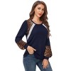 Coolmee Long Sleeve Shirts for Women Color Block Leopard Print Raglan Tops Casual Crewneck Basic Tees Fashion Fall Clothes - 2 of 4