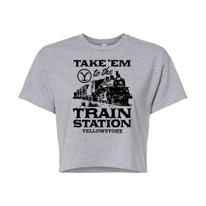 Women's - Yellowstone - Take Em To The Train Station Cropped Graphic T-Shirt - 1 of 4