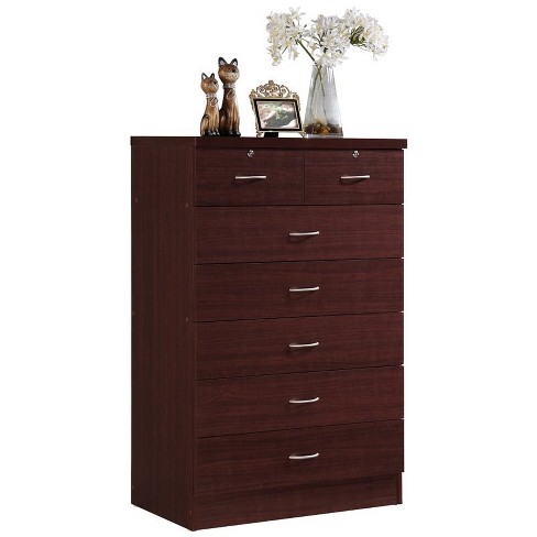 7 Drawer Chest With Locks On 2 Top Drawers In Mahogany Hodedah