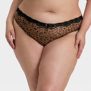 Women's Luxe Stretch Thong Underwear with Lace Waistband - Auden™ Leopard Print - 1 of 3