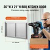 VEVOR BBQ Access Door, 36W x 21H Inch Double Outdoor Kitchen Door, Stainless Steel Flush Mount Door, Wall Vertical Door with Handles, for BBQ Island - 3 of 4